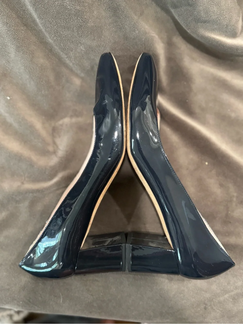 Kate Spade Classic Navy Blue Patent Low Block Heel Pumps - Women's